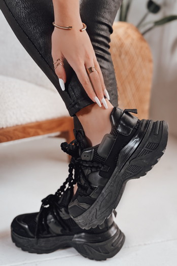 Damen hohe Plateau Turnschuhe BEASTAR schwarz Dstreet ZY0831