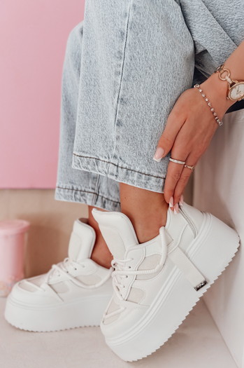 UPSOLE Frauen hohe Plattform Turnschuhe weiß Dstreet ZY0849
