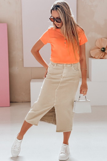 Denim Maxirock TELL ME MAXI beige Dstreet CY0480