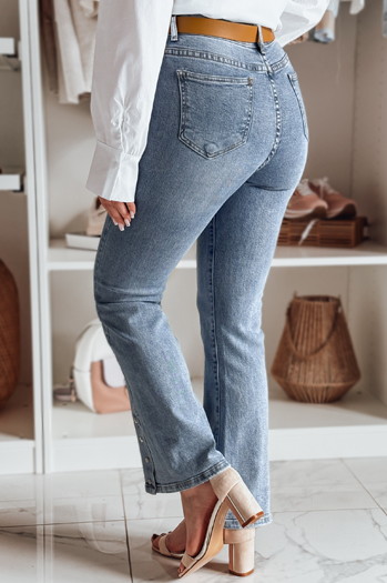 Damen Denim Schlaghosen mit Gürtel BELLONIZ blau Dstreet UY2464