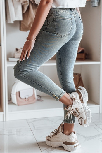 Damen Skinny Jeans Hose mit Gürtel ICONON blau Dstreet UY2465
