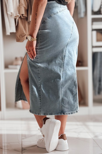 Midirock aus Denim mit Schlitz MORETES blau Dstreet CY0481