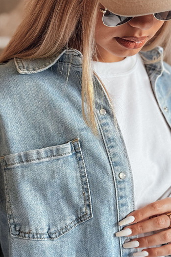 Damen Jeanshemd in Übergröße BLUJANES blau Dstreet DY0455