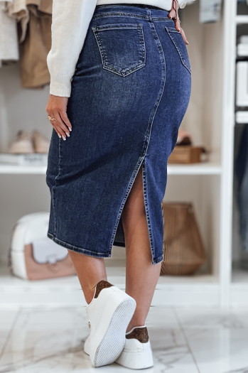 Midirock aus Denim mit Schlitz MERITTA navy blau Dstreet CY0482