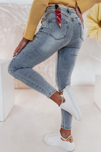 Damen Skinny Jeans TRENDIFIX Hose mit Gürtel blau Dstreet UY2481