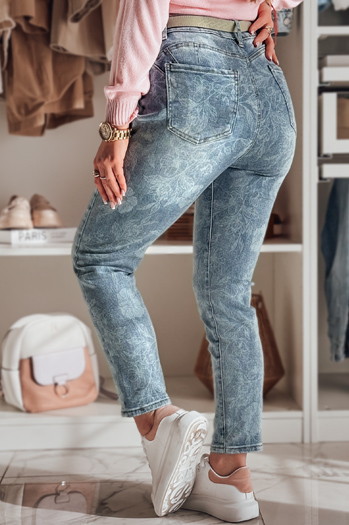 Damen Denim Slim Fit Hose mit Gürtel FLORETTA blau Dstreet UY2490