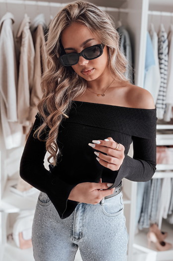 Damen Einheitsgröße Pullover mit offenen Schultern SHOWIT schwarz Dstreet MY2424