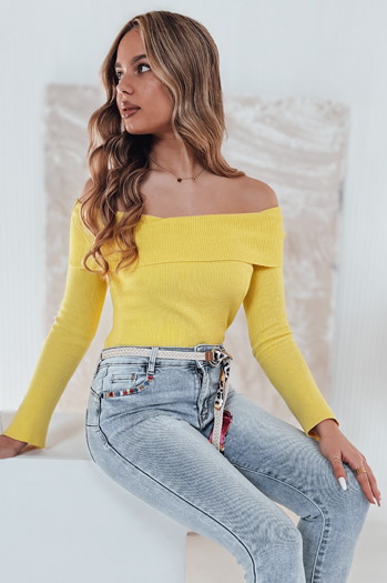 Damen Einheitsgröße Pullover mit offenen Schultern SHOWIT gelb Dstreet MY2425