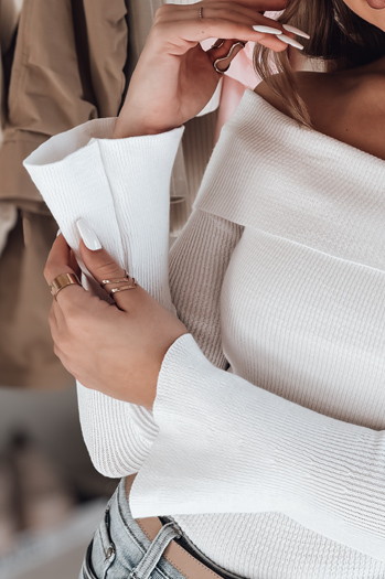 Damen Einheitsgröße Pullover mit offenen Schultern SHOWIT weiß Dstreet MY2426