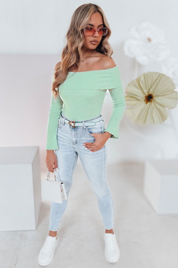 Damen Pullover in Einheitsgröße mit offenen Schultern SHOWIT hellgrün Dstreet MY2430