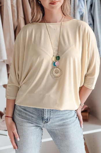 Damen Buttercreme Oversize-Bluse mit Anhänger LUZVIA beige Dstreet RY2773