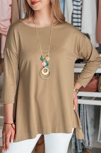 Damen Bluse in Übergröße mit COMFILA Anhänger dunkelbraun Dstreet RY2789