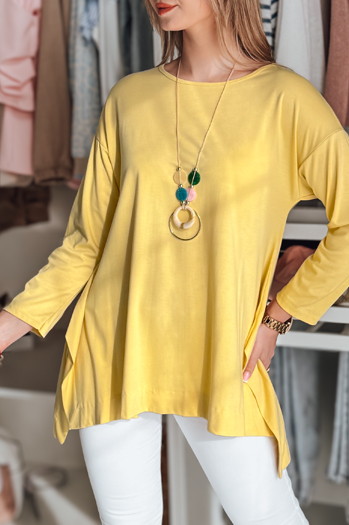 Damen Bluse in Buttercreme Übergröße mit Anhänger COMFILA gelb Dstreet RY2791