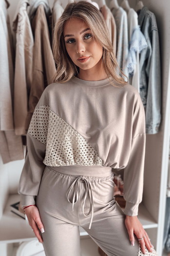 Damen Sweatshirt in Übergröße ELEGRA mocha Dstreet RY2796