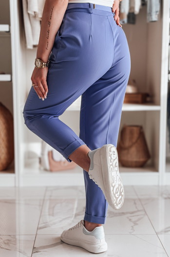 Elegante Damen Bundfaltenhose mit Gürtel PLISSO blau Dstreet UY2517