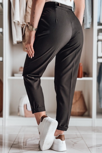 Elegante Damen Bundfaltenhose mit Gürtel PLISSO schwarz Dstreet UY2518
