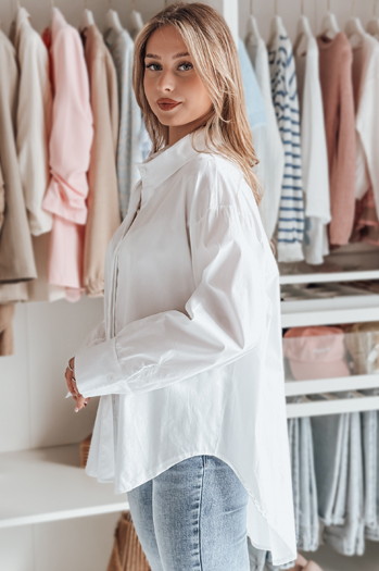 Damen Shirt in Übergröße mit längerem Rücken BLUOSIZE weiß Dstreet DY0457