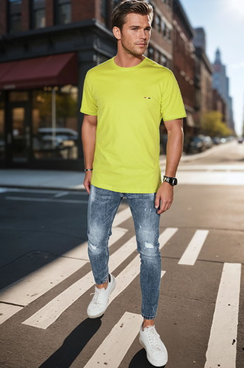 Herren-T-Shirt mit Stickerei gelb Dstreet RX5637