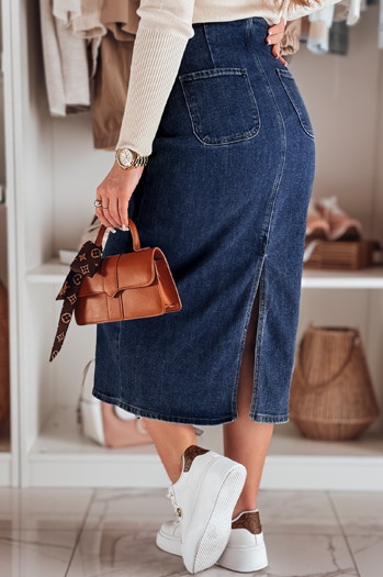 Damen Denim Midirock mit Schlitz BLUEVIC blau Dstreet CY0486
