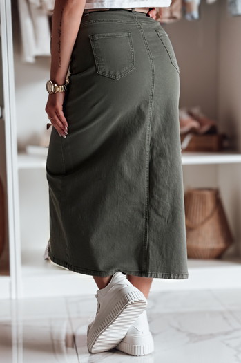 Midi-Denim-Rock mit Schlitz MIDIWAY grün Dstreet CY0489