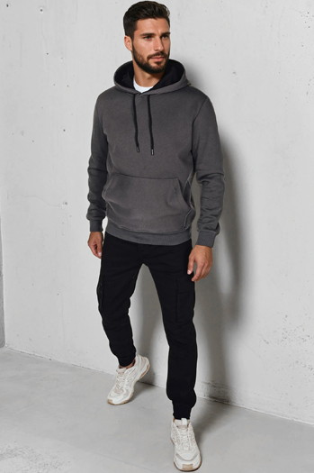 Herren Basic-Kapuzenpulli in graphit Dstreet BX5861