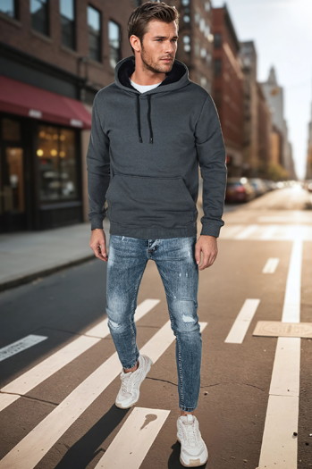Herren Basic Hoodie dunkelgrau Dstreet BX5863