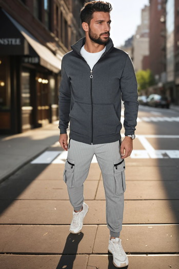 Herren Sweatshirt mit Reißverschluss und Stehkragen dunkelblau Dstreet BX5869