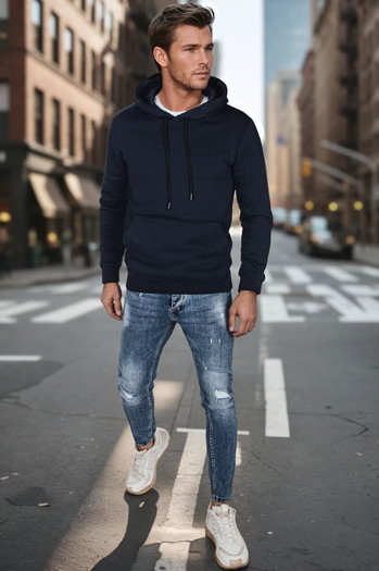 Herren Basic Hoodie navy blau Dstreet BX5884