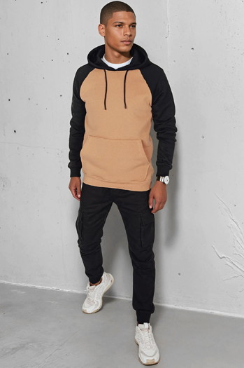 Herren Basic-Kapuzenpulli in camel Dstreet BX5891