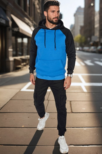 Herren Basic-Kapuzenpullover blau Dstreet BX5893