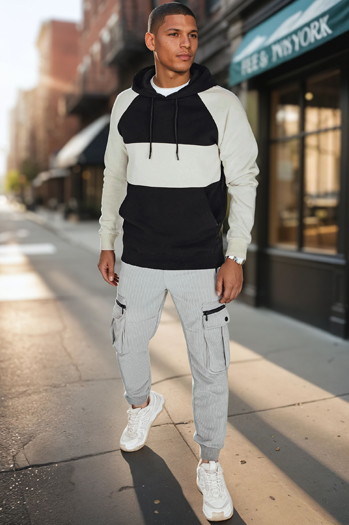 Herren-Kapuzenpulli mit Asche und schwarzen Streifen Dstreet BX5898
