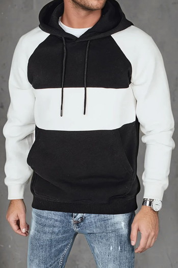 Herren-Kapuzenpullover mit schwarzen und weißen Streifen Dstreet BX5901