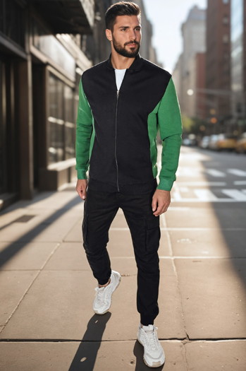 Herren Sweatshirt mit Reißverschluss und Stehkragen schwarz Dstreet BX5908