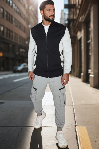 Herren Sweatshirt mit Reißverschluss und Stehkragen schwarz Dstreet BX5909