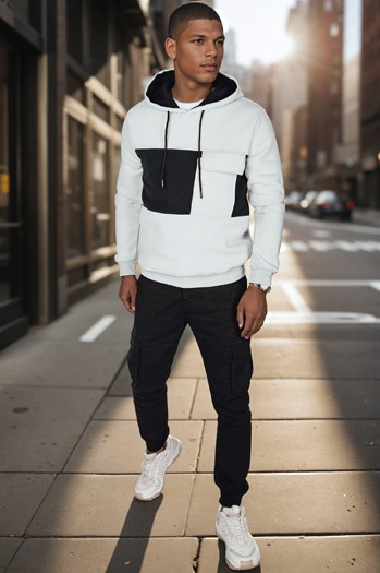 Grauer Herren-Kapuzenpullover Dstreet BX5911