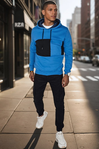Herren-Kapuzenpullover blau Dstreet BX5912