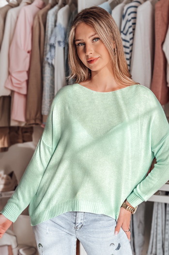 Frauen Einheitsgröße Übergröße glatter Pullover SENZIA mint Dstreet MY2445