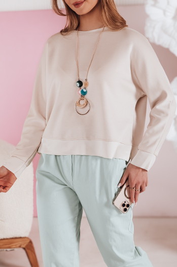Oversize-Bluse für Damen in Buttercreme mit NUBISS Mokka-Anhänger Dstreet RY2797