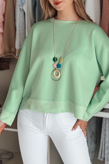 Oversize-Bluse für Damen in Buttercreme mit mintfarbenem NUBISS-Anhänger Dstreet RY2801