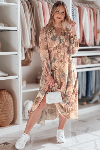 Einheitsgröße Midikleid mit Blumenmuster LILOVIE beige Dstreet EY2573