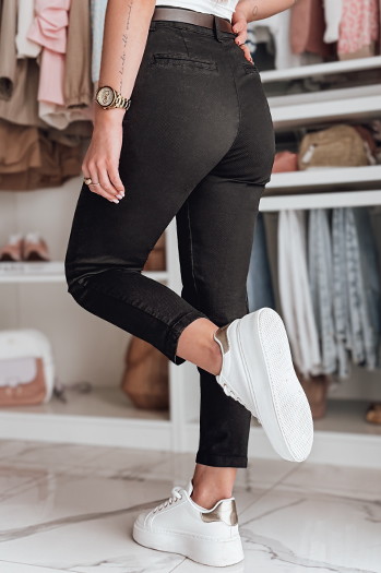 Damen Slim Fit Hose mit Gürtel TAIRONIK schwarz Dstreet UY2544