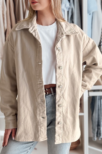 Damen-Übergangsshirtjacke in Übergröße KOSMOJACK j.beige Dstreet TY4842