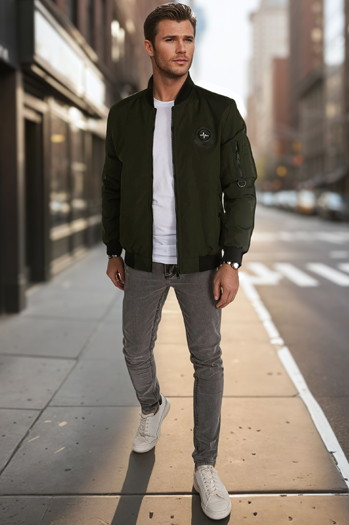 Herren Übergangs-Bomberjacke grün Dstreet TX5018
