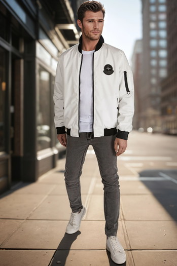 Herren Übergangs-Bomberjacke beige Dstreet TX5028