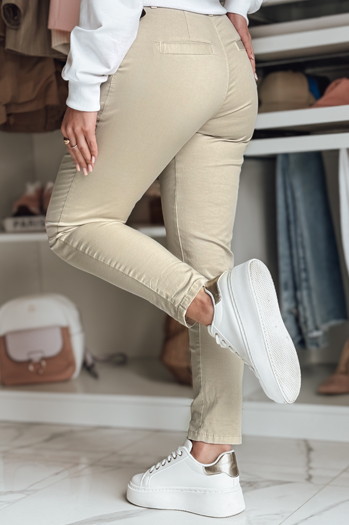 Damen Chinohose mit Gürtel MODELA cappuccino Dstreet UY2566