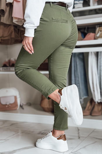 Damen Slim Fit Hose mit Gürtel LINESKA khaki Dstreet UY2575