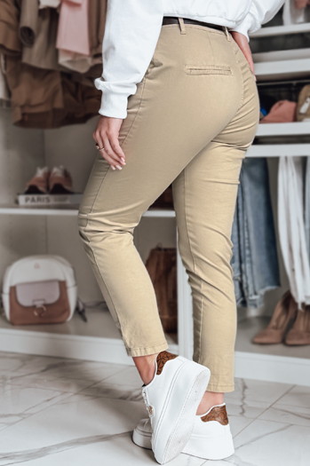 Damen Slim Fit Hose mit Gürtel LINESKA dunkelbeige Dstreet UY2578
