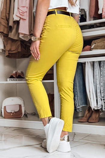 Damen Slim Fit Hose mit Gürtel LINESKA senf Dstreet UY2579