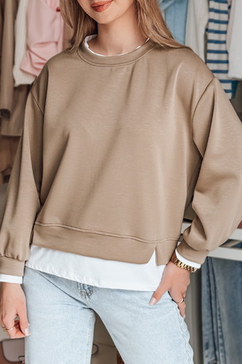 Damen Sweatshirt in Übergröße LUZZIO mokka Dstreet BY1383
