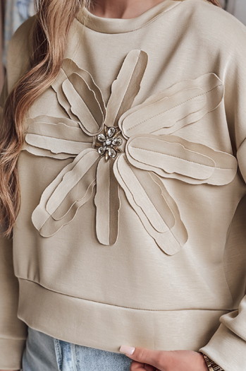 Damen Bluse in Übergröße mit PETITKA Blume hellbeige Dstreet BY1388